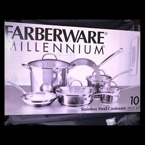 Farberware Cookware set 10 pieces new inbox silver